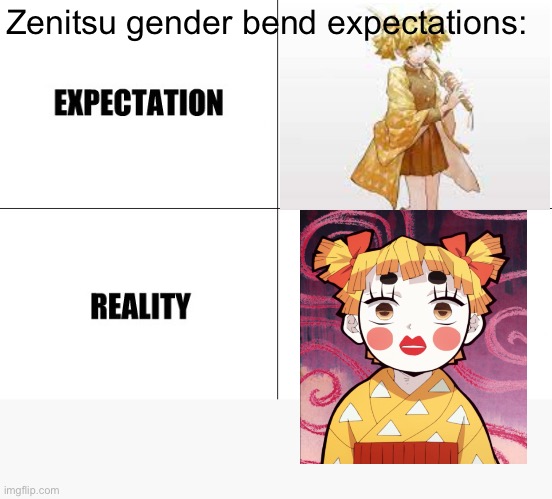 Zenitsu gender bend expectations: | made w/ Imgflip meme maker