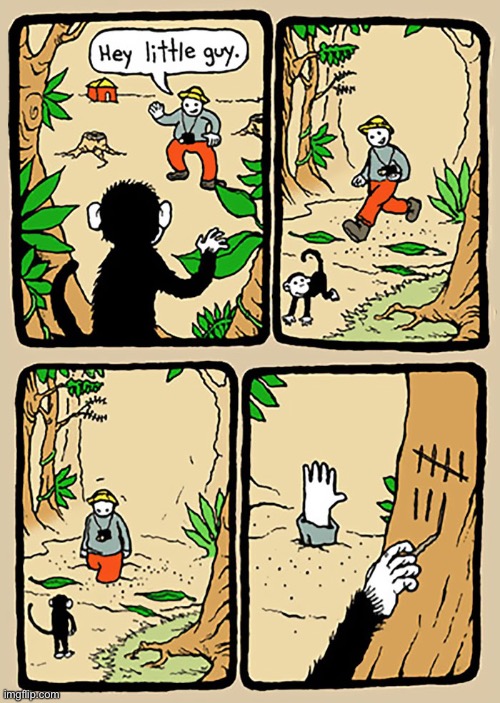 A Monkey’s Kill Count (Credit to creator in comments) | image tagged in comics,dark humour,funny,memes,monkey,kill count | made w/ Imgflip meme maker