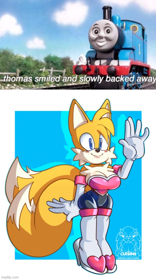lets suffer with some more deviantart | image tagged in thomas smiled and slowly backed away | made w/ Imgflip meme maker