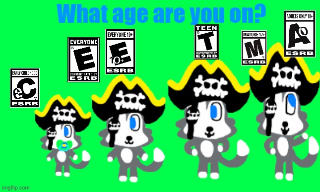 What age is Pirate husky on? |  What age are you on? | image tagged in what age are you on,pirate husky | made w/ Imgflip meme maker