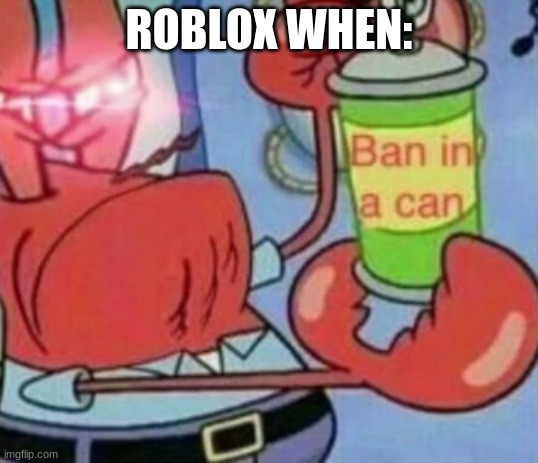 Ban in a can | ROBLOX WHEN: | image tagged in ban in a can | made w/ Imgflip meme maker