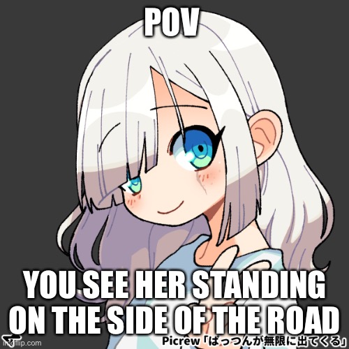 No joke oc’s | POV; YOU SEE HER STANDING ON THE SIDE OF THE ROAD | made w/ Imgflip meme maker