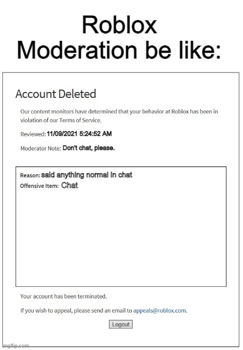 banned from ROBLOX - Imgflip