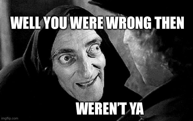 You were wrong then |  WELL YOU WERE WRONG THEN; WEREN’T YA | image tagged in wrong,young frankenstein | made w/ Imgflip meme maker