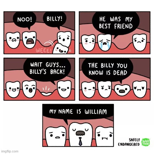 Pay respects to Billy. | image tagged in memes,comics,blank transparent square,teeth,why are you reading this,tooth | made w/ Imgflip meme maker