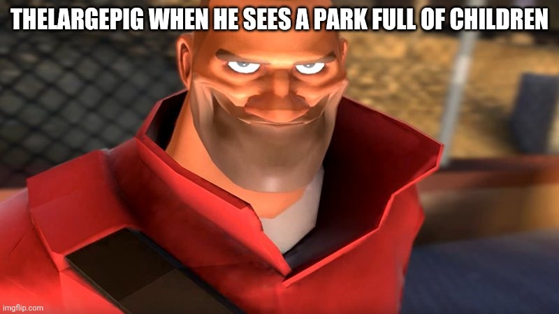 TF2 Soldier Smiling | THELARGEPIG WHEN HE SEES A PARK FULL OF CHILDREN | image tagged in tf2 soldier smiling | made w/ Imgflip meme maker
