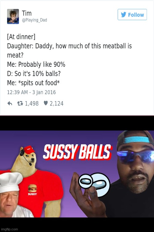 sussy | image tagged in sus,balls,twitter | made w/ Imgflip meme maker