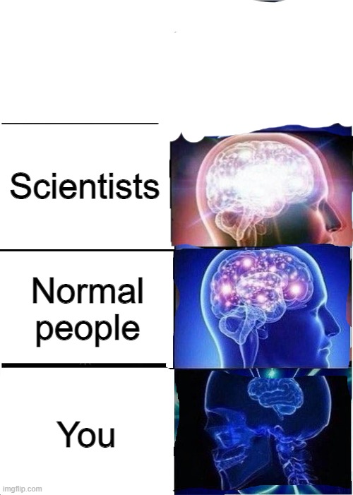 Expanding Brain Reverse 4-Panel | Scientists Normal people You | image tagged in expanding brain reverse 4-panel | made w/ Imgflip meme maker