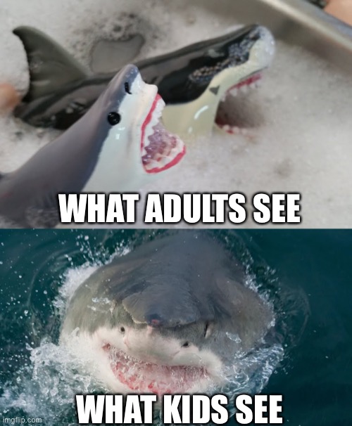 Shark Attack | WHAT ADULTS SEE; WHAT KIDS SEE | image tagged in funny | made w/ Imgflip meme maker