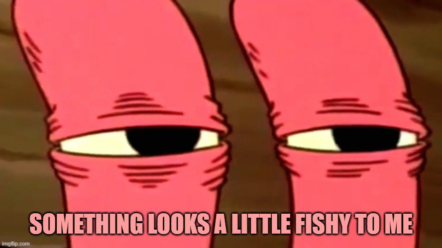 Something Smells Fishy | SOMETHING LOOKS A LITTLE FISHY TO ME | image tagged in something smells fishy | made w/ Imgflip meme maker