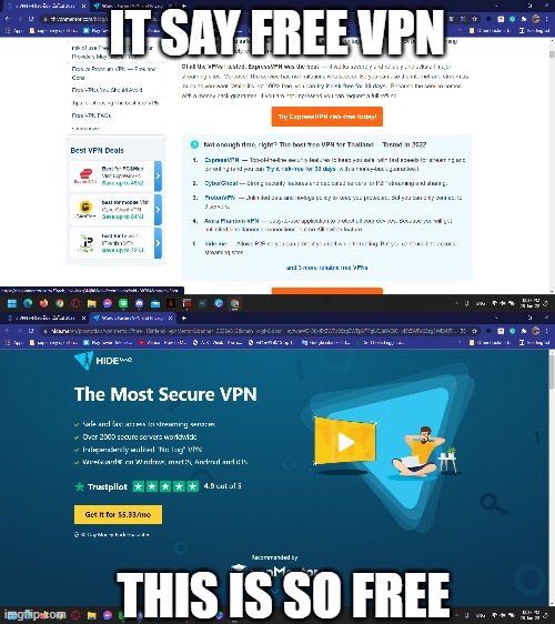 IT SAY FREE VPN; THIS IS SO FREE | made w/ Imgflip meme maker