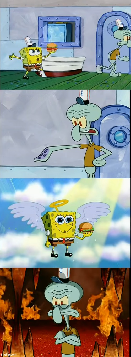 Good for your soul angel Spongebob and demon squidward | image tagged in spongebob | made w/ Imgflip meme maker