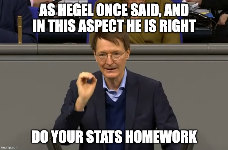 One Does Not Simply Lauterbach | AS HEGEL ONCE SAID, AND IN THIS ASPECT HE IS RIGHT; DO YOUR STATS HOMEWORK | image tagged in one does not simply lauterbach | made w/ Imgflip meme maker