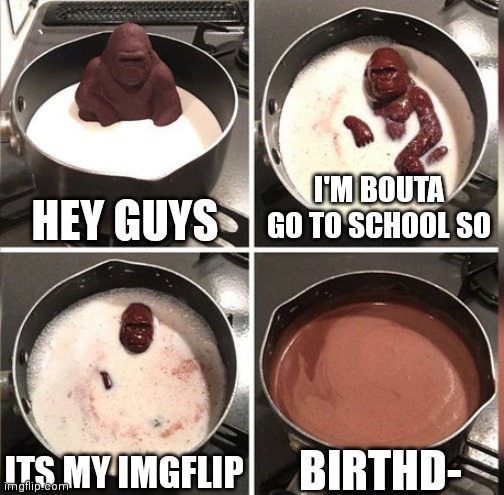 So I'm 2 now ... neat | HEY GUYS; I'M BOUTA GO TO SCHOOL SO; ITS MY IMGFLIP; BIRTHD- | image tagged in hey kid i don't have much time | made w/ Imgflip meme maker