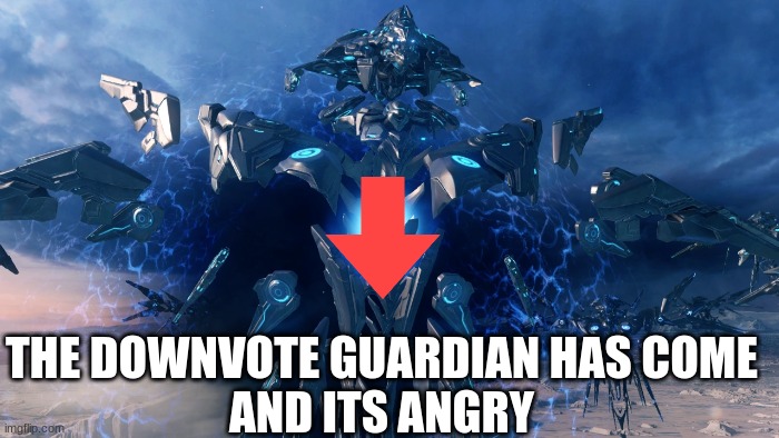 downvote comment temp. | THE DOWNVOTE GUARDIAN HAS COME
AND ITS ANGRY | image tagged in halo,halo 5,custom template,downvote | made w/ Imgflip meme maker