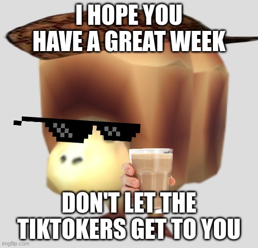 Giant Breadbug | I HOPE YOU HAVE A GREAT WEEK; DON'T LET THE TIKTOKERS GET TO YOU | image tagged in giant breadbug | made w/ Imgflip meme maker