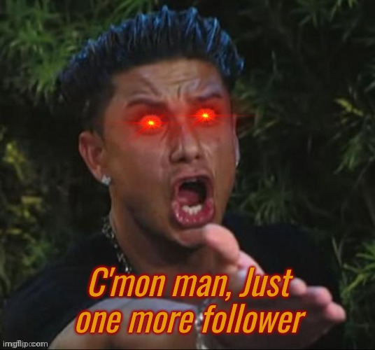 Bruh wtf | C'mon man, Just one more follower | image tagged in bruh wtf | made w/ Imgflip meme maker