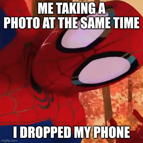 ME TAKING A PHOTO AT THE SAME TIME; I DROPPED MY PHONE | made w/ Imgflip meme maker