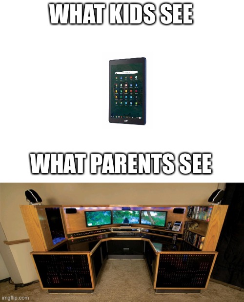 Parents don’t understand. | WHAT KIDS SEE; WHAT PARENTS SEE | image tagged in blank white template | made w/ Imgflip meme maker