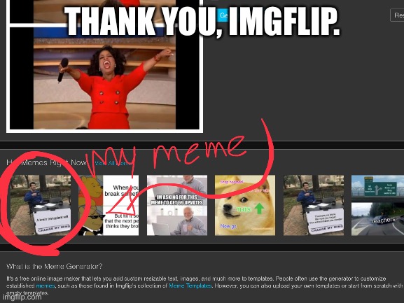 Thank you. | THANK YOU, IMGFLIP. | image tagged in thanks | made w/ Imgflip meme maker