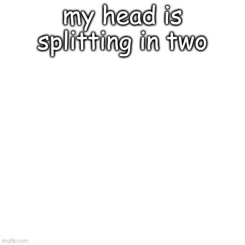 Blank Transparent Square | my head is splitting in two | image tagged in memes,blank transparent square | made w/ Imgflip meme maker