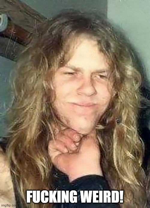 Cute 1984 James Hetfield | FUCKING WEIRD! | image tagged in cute 1984 james hetfield | made w/ Imgflip meme maker