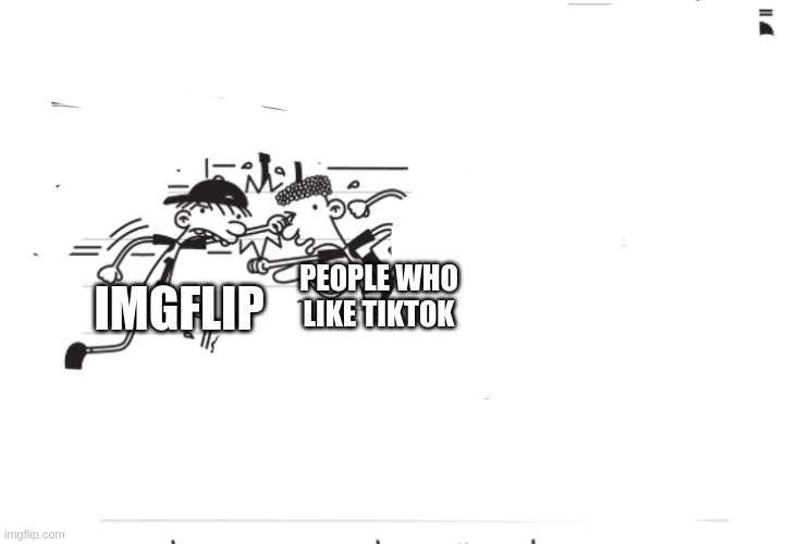 haha | PEOPLE WHO LIKE TIKTOK; IMGFLIP | image tagged in wimpy kid fight,lol | made w/ Imgflip meme maker