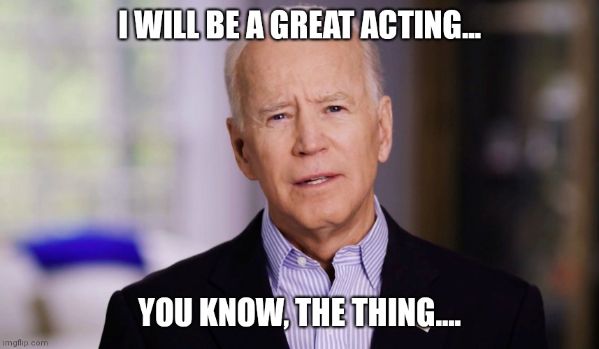 My promise to you.... | I WILL BE A GREAT ACTING... YOU KNOW, THE THING.... | image tagged in joe biden 2020 | made w/ Imgflip meme maker