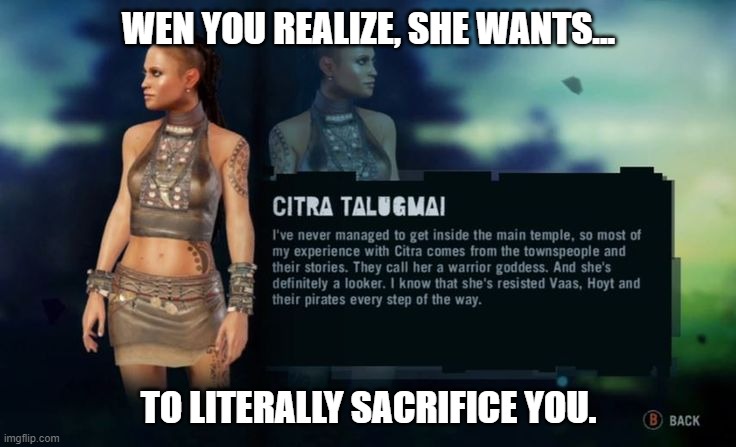 You know you're special when she looks at you like you're the one | WEN YOU REALIZE, SHE WANTS... TO LITERALLY SACRIFICE YOU. | image tagged in literal desire to sac you lol,onlyyou,you're the one | made w/ Imgflip meme maker