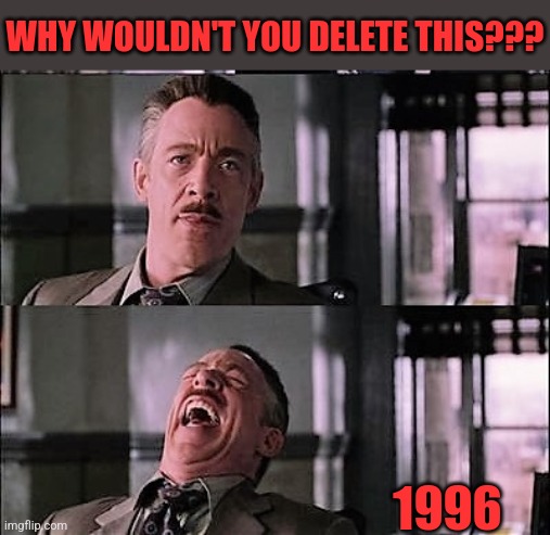 WHY WOULDN'T YOU DELETE THIS??? 1996 | made w/ Imgflip meme maker
