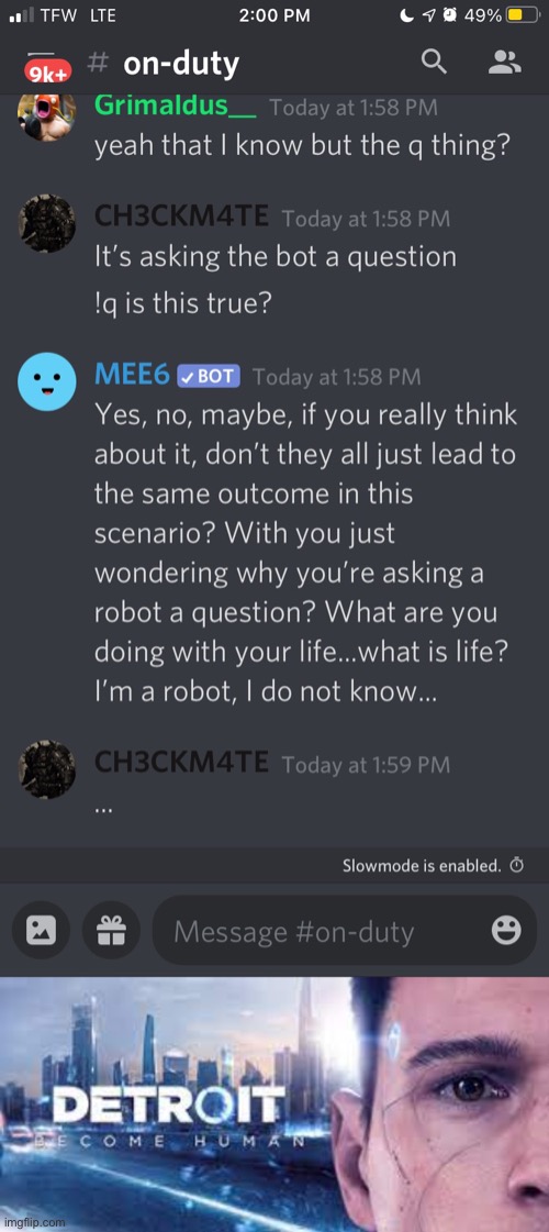 They’re becoming sentient | image tagged in discord bots | made w/ Imgflip meme maker