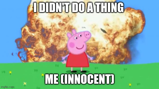 Epic Peppa Pig. | I DIDN'T DO A THING; ME (INNOCENT) | image tagged in epic peppa pig | made w/ Imgflip meme maker