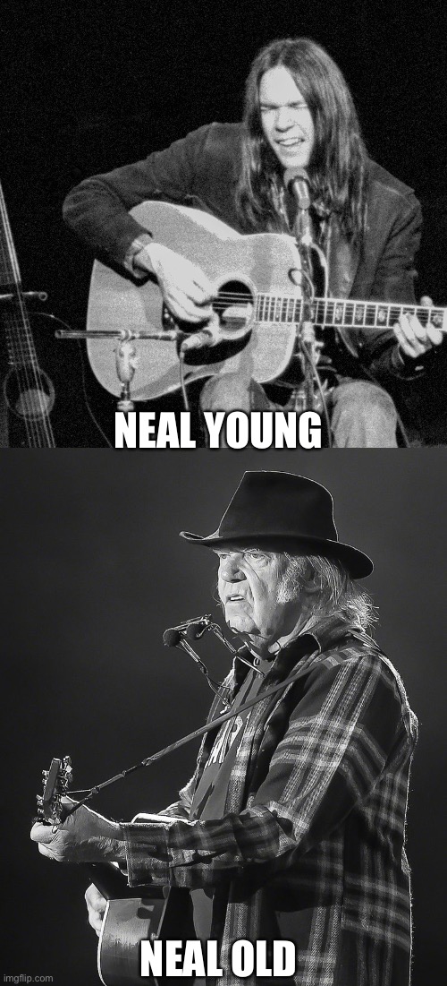 Neal | NEAL YOUNG; NEAL OLD | image tagged in bad pun | made w/ Imgflip meme maker