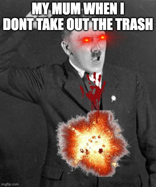Angry Hitler | MY MUM WHEN I DONT TAKE OUT THE TRASH | image tagged in angry hitler | made w/ Imgflip meme maker