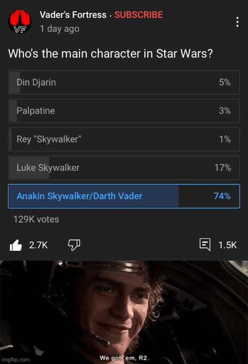 I’m glad we collectively agree. :) | image tagged in memes,star wars,we got em r2,i love democracy,this is where the fun begins,anakin skywalker | made w/ Imgflip meme maker