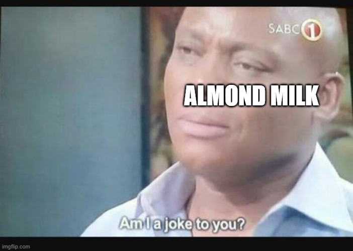 Am I a joke to you? | ALMOND MILK | image tagged in am i a joke to you | made w/ Imgflip meme maker