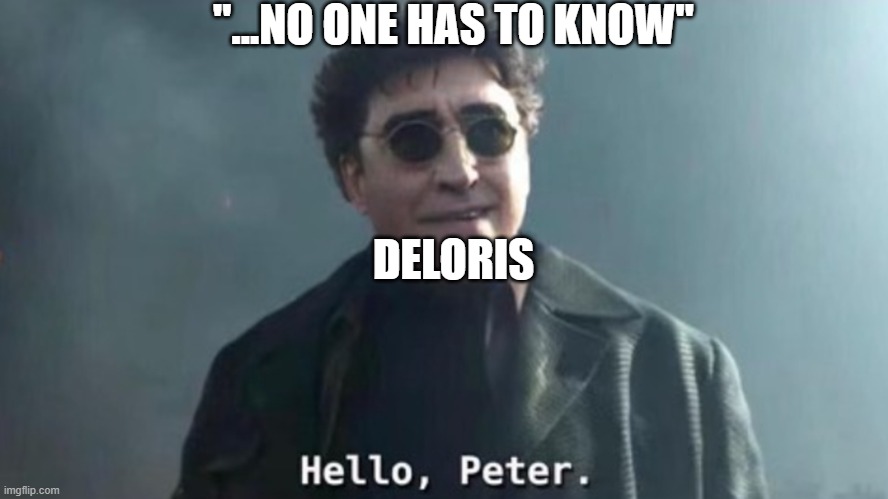 From Encanto |  "...NO ONE HAS TO KNOW"; DELORIS | image tagged in hello peter,encanto,deloris,maribel | made w/ Imgflip meme maker