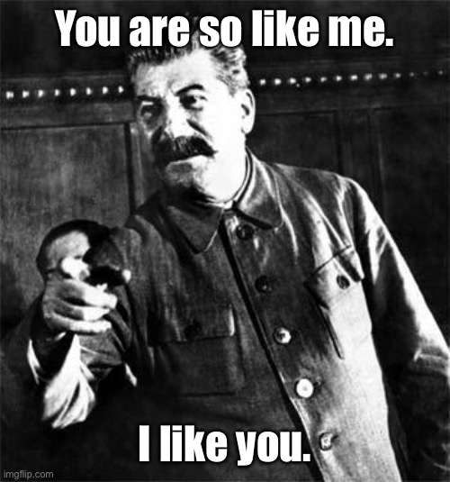 Stalin | You are so like me. I like you. | image tagged in stalin | made w/ Imgflip meme maker