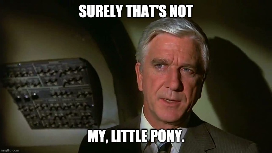 Airplane! | SURELY THAT'S NOT MY, LITTLE PONY. | image tagged in airplane | made w/ Imgflip meme maker