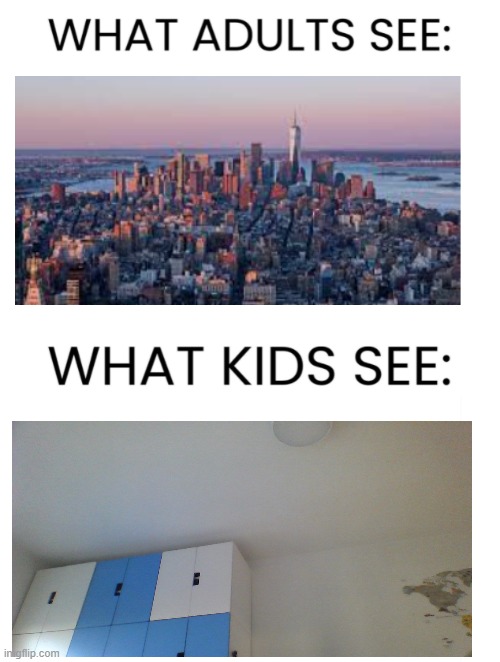 new york from adult and child vision | image tagged in what adults see what kids see,new york city | made w/ Imgflip meme maker