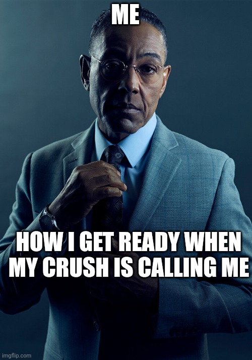 Gus Fring we are not the same | ME; HOW I GET READY WHEN MY CRUSH IS CALLING ME | image tagged in gus fring we are not the same | made w/ Imgflip meme maker