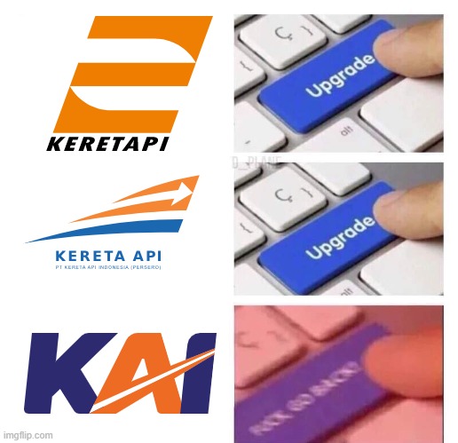 If Kereta Api Indonesia that old logo | image tagged in upgrade 3,memes | made w/ Imgflip meme maker