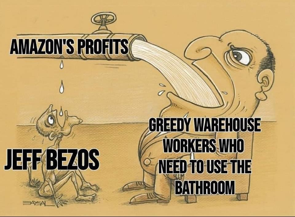 High Quality Amazon’s profits vs. greedy workers Blank Meme Template