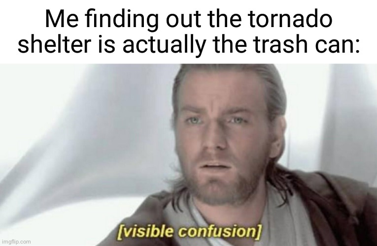 Tornado shelter, trash can | Me finding out the tornado shelter is actually the trash can: | image tagged in visible confusion,tornado,trash can,comment section,comments,memes | made w/ Imgflip meme maker