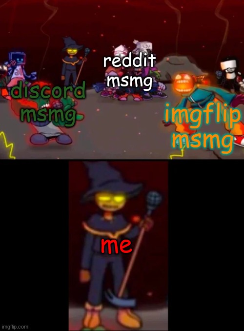 idek that there was a subreddit | reddit msmg; imgflip msmg; discord msmg; me | image tagged in zardy's pure dissapointment | made w/ Imgflip meme maker