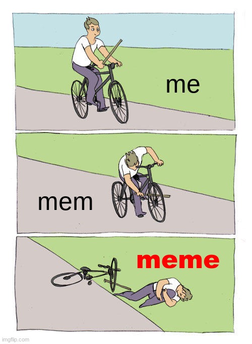 wot |  me; mem; meme | image tagged in memes,bike fall | made w/ Imgflip meme maker