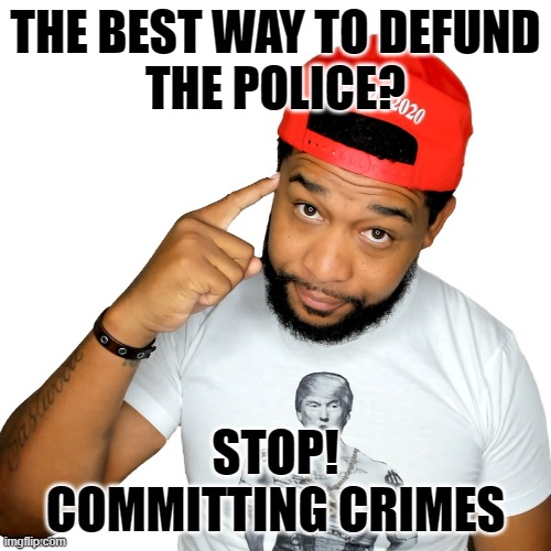 Defund Police | THE BEST WAY TO DEFUND
THE POLICE? STOP!
COMMITTING CRIMES | made w/ Imgflip meme maker
