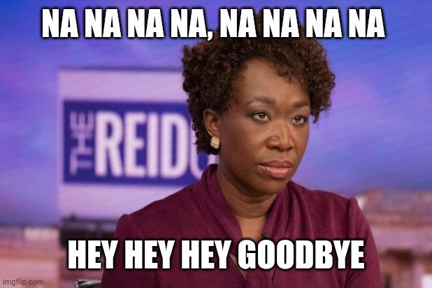 The dumbest person on TV has been turfed because this diversity hire sucks. |  NA NA NA NA, NA NA NA NA; HEY HEY HEY GOODBYE | image tagged in joy reid,affirmative action,color not merit | made w/ Imgflip meme maker