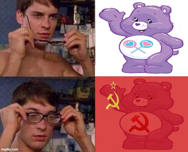 Spiderman Glasses | image tagged in spiderman glasses,ussr,care bears,share | made w/ Imgflip meme maker