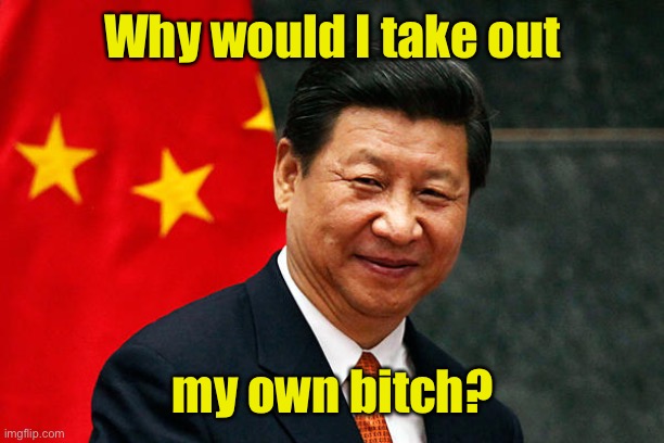 Xi Jinping | Why would I take out my own bitch? | image tagged in xi jinping | made w/ Imgflip meme maker